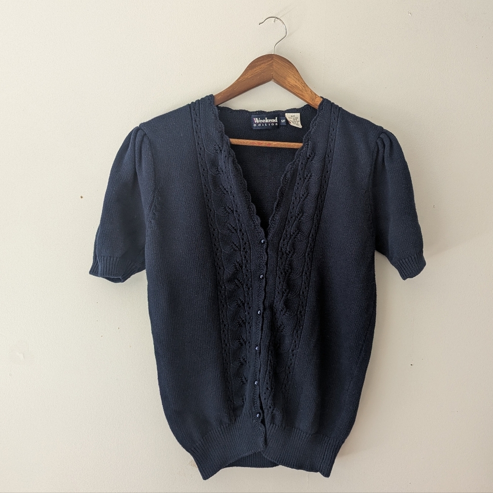 Knit Button Down With Lacy Pattern